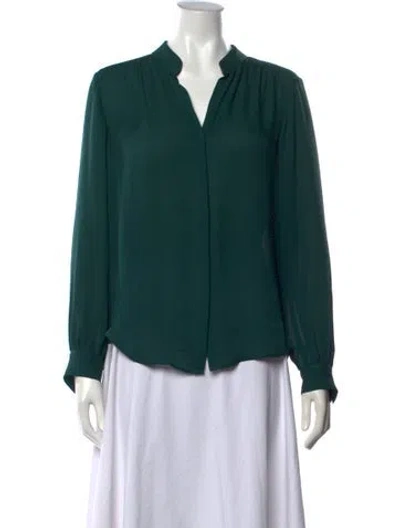 Pre-owned L'agence Silk V-neck Blouse In Green