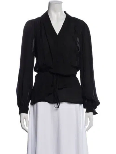 Pre-owned L'agence Silk V-neck Blouse In Green