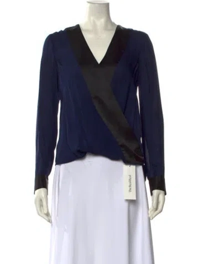 Pre-owned L'agence Silk V-neck Blouse In Multi