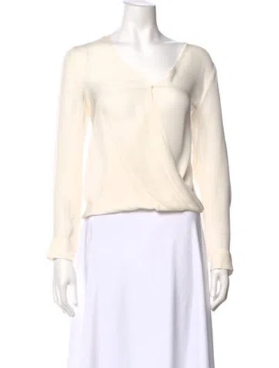 Pre-owned L'agence Silk V-neck Blouse In Neutral
