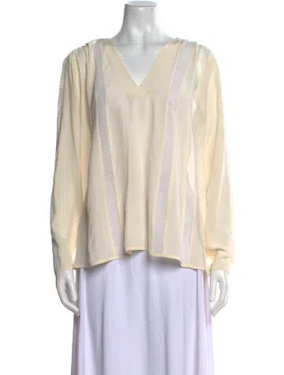 Pre-owned L'agence Silk V-neck Blouse In Neutral