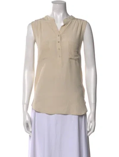 Pre-owned L'agence Silk V-neck Blouse In Neutral