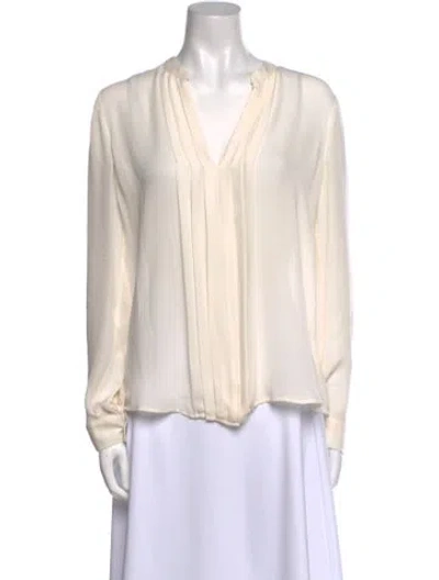 Pre-owned L'agence Silk V-neck Blouse In Neutral