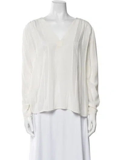 Pre-owned L'agence Silk V-neck Blouse In Neutral