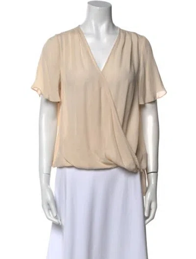 Pre-owned L'agence Silk V-neck Blouse In Neutral
