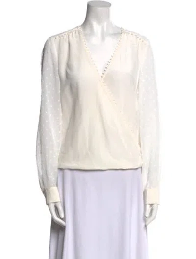 Pre-owned L'agence Silk V-neck Blouse In Neutral