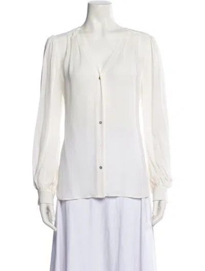 Pre-owned L'agence Silk V-neck Blouse In Neutral