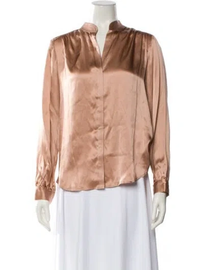 Pre-owned L'agence Silk V-neck Blouse In Neutral