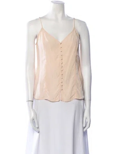 Pre-owned L'agence Silk V-neck Blouse In Neutral