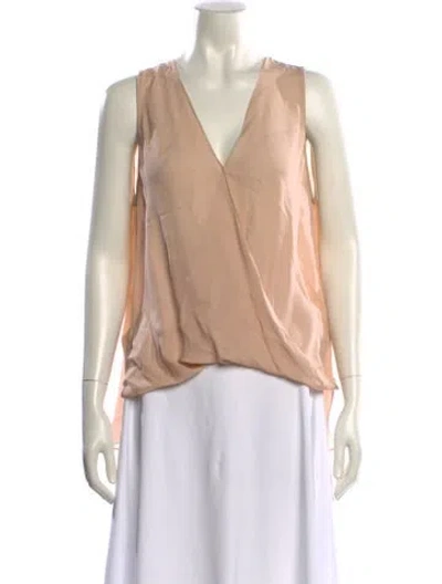Pre-owned L'agence Silk V-neck Blouse In Neutral