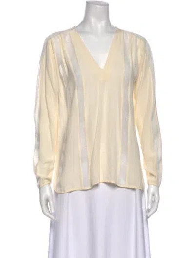 Pre-owned L'agence Silk V-neck Blouse In Neutral