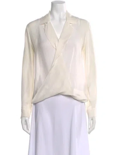 Pre-owned L'agence Silk V-neck Blouse In Neutral