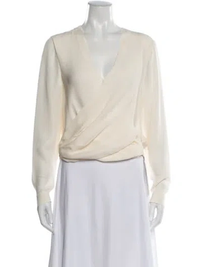 Pre-owned L'agence Silk V-neck Blouse In Neutral