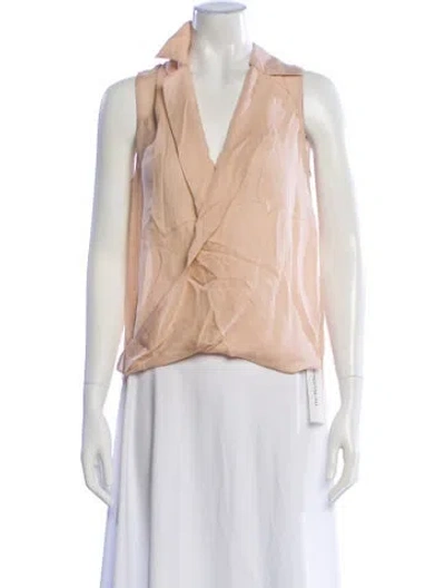 Pre-owned L'agence Silk V-neck Blouse In Neutral