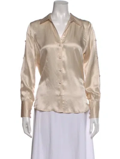 Pre-owned L'agence Silk V-neck Blouse In Neutral