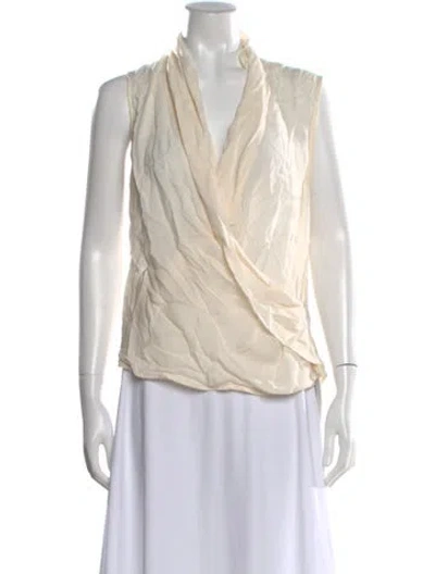 Pre-owned L'agence Silk V-neck Blouse In Neutral