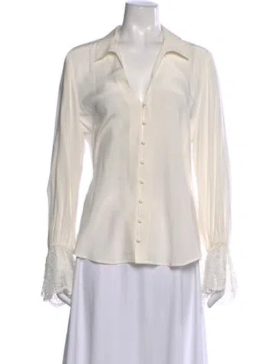 Pre-owned L'agence Silk V-neck Blouse In Neutral