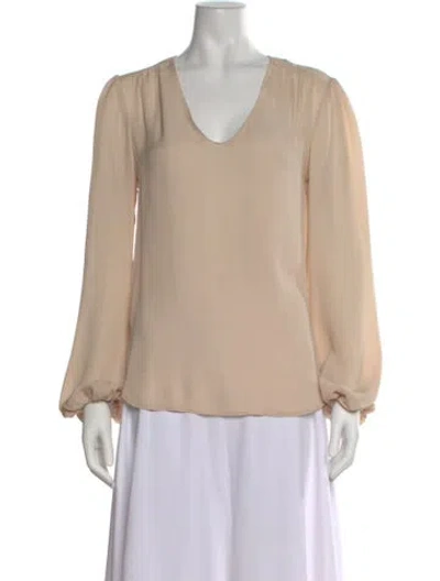 Pre-owned L'agence Silk V-neck Blouse In Neutral