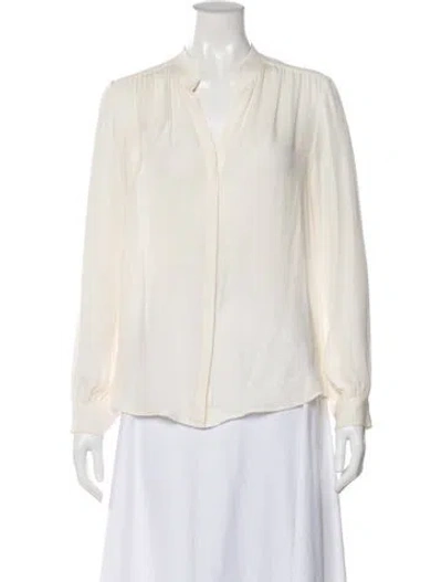 Pre-owned L'agence Silk V-neck Blouse In Neutral