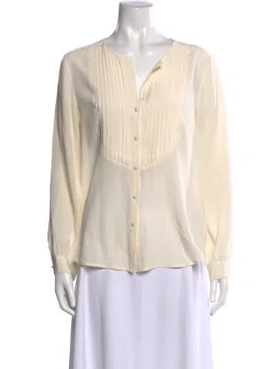 Pre-owned L'agence Silk V-neck Blouse In Neutral