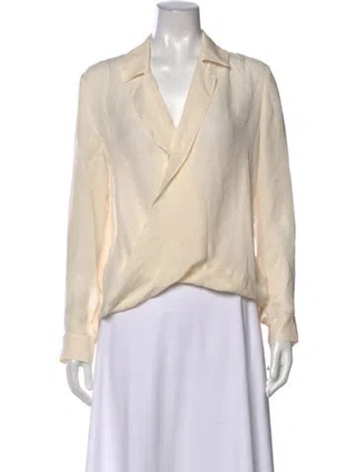 Pre-owned L'agence Silk V-neck Blouse In Neutral