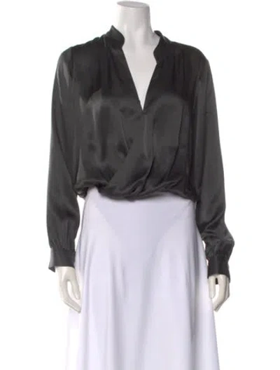 Pre-owned L'agence Silk V-neck Blouse In Neutral