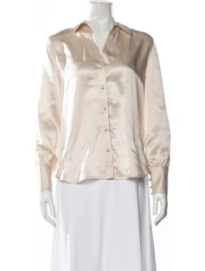 Pre-owned L'agence Silk V-neck Blouse In Neutral