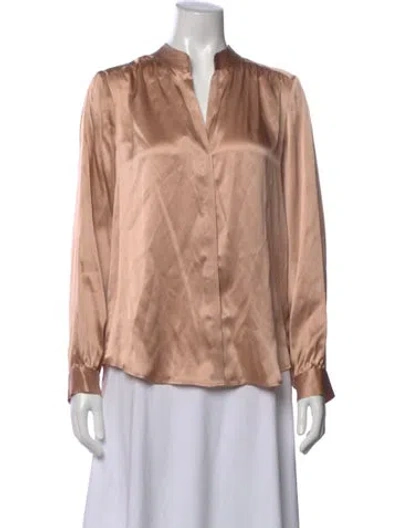 Pre-owned L'agence Silk V-neck Blouse In Neutral
