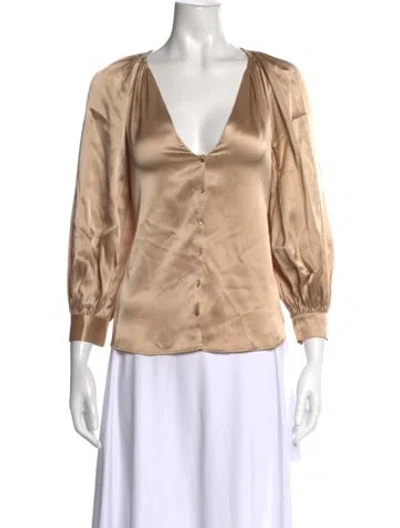 Pre-owned L'agence Silk V-neck Blouse In Neutral