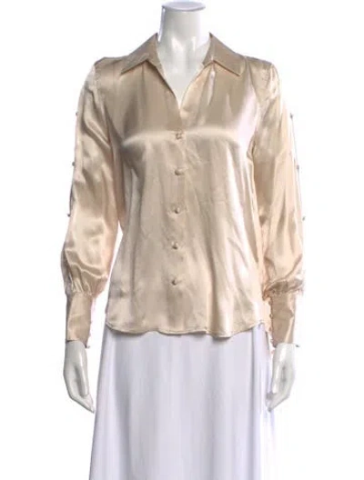 Pre-owned L'agence Silk V-neck Blouse In Neutral