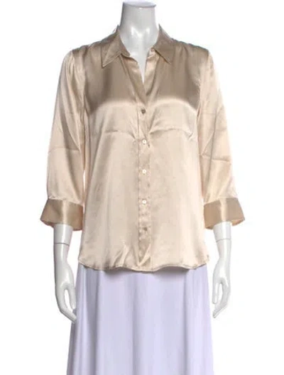 Pre-owned L'agence Silk V-neck Blouse In Neutral