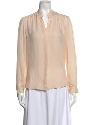Pre-owned L'agence Silk V-neck Blouse In Neutral