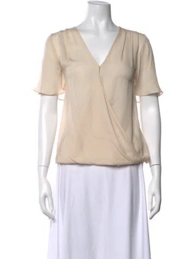 Pre-owned L'agence Silk V-neck Blouse In Neutral