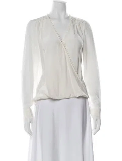 Pre-owned L'agence Silk V-neck Blouse In Neutrals