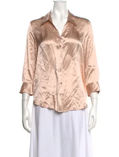 Pre-owned L'agence Silk V-neck Blouse In Neutrals
