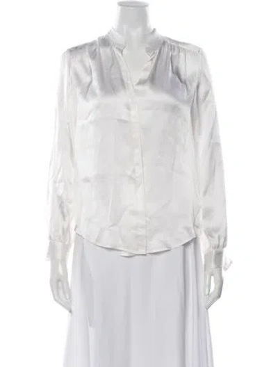 Pre-owned L'agence Silk V-neck Blouse In Neutrals