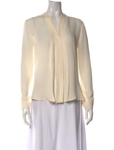 Pre-owned L'agence Silk V-neck Blouse In Neutrals