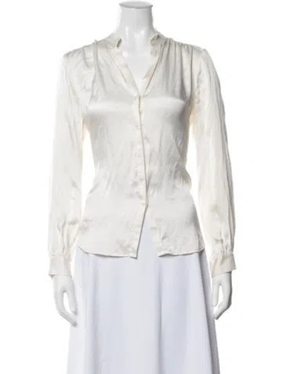 Pre-owned L'agence Silk V-neck Blouse In Neutrals