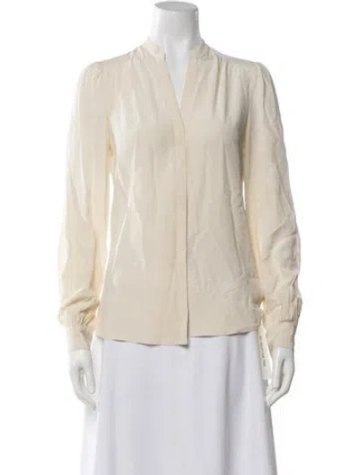 Pre-owned L'agence Silk V-neck Blouse In Neutrals