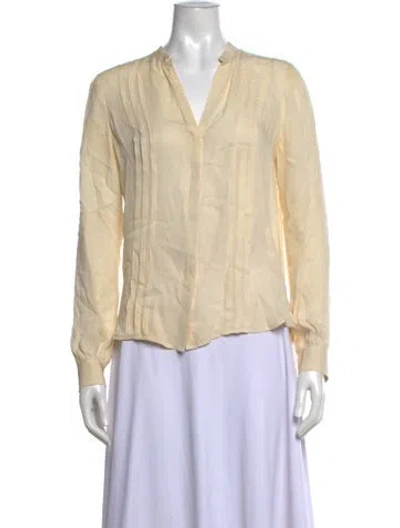 Pre-owned L'agence Silk V-neck Blouse In Neutrals