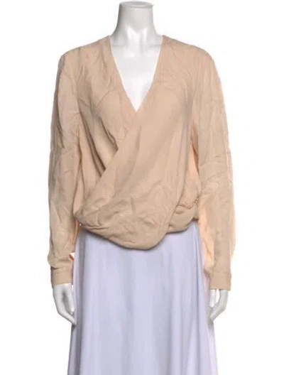 Pre-owned L'agence Silk V-neck Blouse In Neutrals