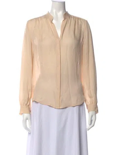 Pre-owned L'agence Silk V-neck Blouse In Neutrals