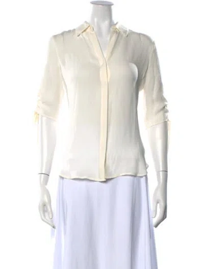 Pre-owned L'agence Silk V-neck Blouse In Neutrals