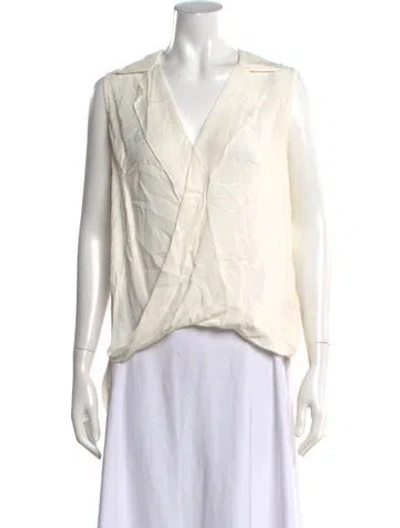 Pre-owned L'agence Silk V-neck Blouse In Neutrals