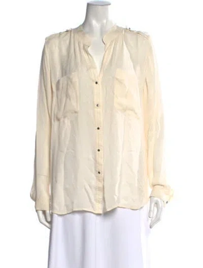 Pre-owned L'agence Silk V-neck Blouse In Neutrals