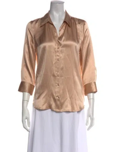 Pre-owned L'agence Silk V-neck Blouse In Neutrals
