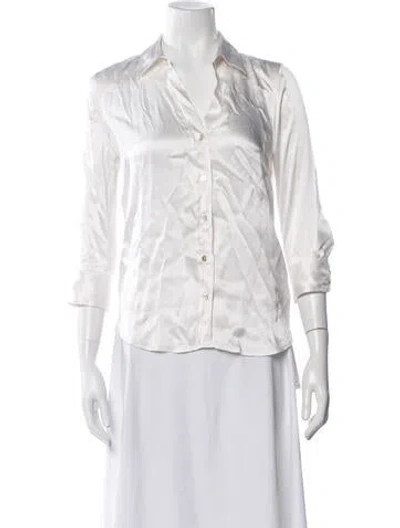 Pre-owned L'agence Silk V-neck Blouse In Neutrals