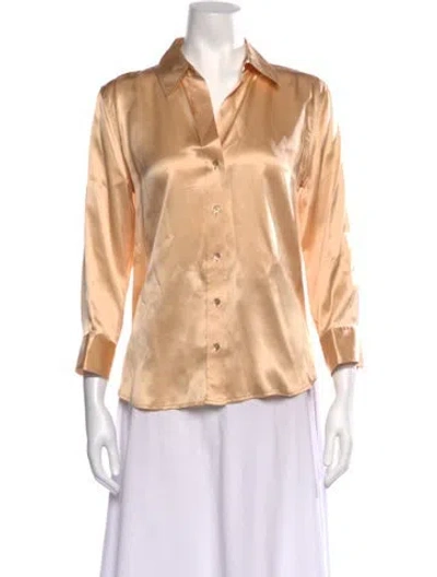 Pre-owned L'agence Silk V-neck Blouse In Neutrals