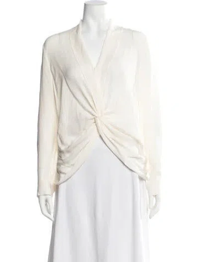 Pre-owned L'agence Silk V-neck Blouse In Neutrals