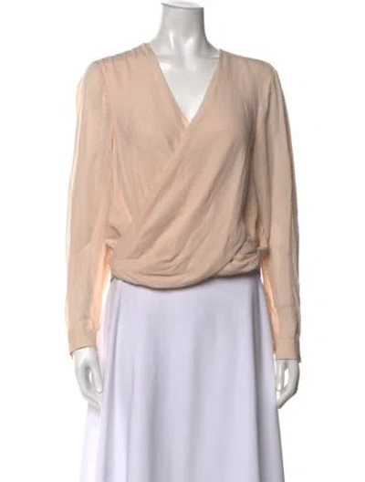 Pre-owned L'agence Silk V-neck Blouse In Neutrals/pink